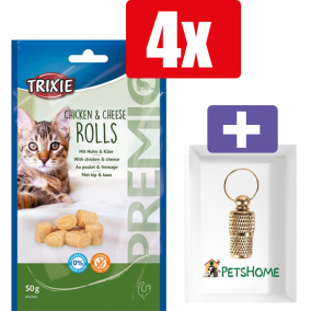 Trixie Premio Kip En Kaas - 50 Gr - 4 Stuks - Inclusief PetsHome Goudkleurige Adreskoker