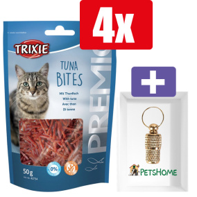 Trixie Premio Hapjes Tonijn - 5 x 5 Gr - 4 Stuks - Inclusief PetsHome Goudkleurige Adreskoker