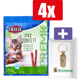 Trixie Premio Stick Quintett Gevogelte En Lever - 5 x 5 Gr - 4 Stuks - Inclusief PetsHome Goudkleurige Adreskoker