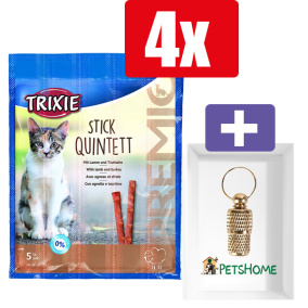 Trixie Premio Stick Quintett Lam En Kalkoen - 5 x 5 Gr - 4 Stuks - Inclusief PetsHome Goudkleurige Adreskoker