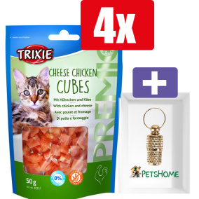 Trixie Premio Blokjes Kaas En Kip - 50 Gr - 4 Stuks - Inclusief PetsHome Goudkleurige Adreskoker