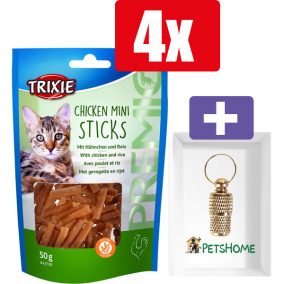 Trixie Premio Premio Mini Sticks Kip - 50 Gr - 4 Stuks - Inclusief PetsHome Goudkleurige Adreskoker