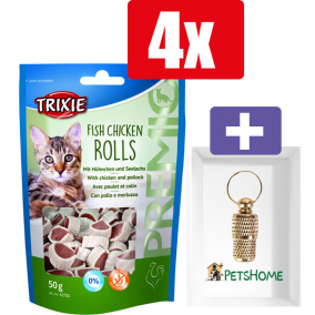 Trixie Premio Rolletjes Vis En Kip - 50 Gr - 4 Stuks - Inclusief PetsHome Goudkleurige Adreskoker