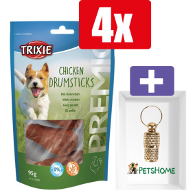 Trixie Premio Drumsticks 5 Stuks Kip - 95 Gr - 4 Stuks - Inclusief PetsHome Goudkleurige Adreskoker