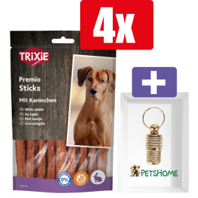 Trixie Premio Staafjes Konijn - 100 Gr - 4 Stuks - Inclusief PetsHome Goudkleurige Adreskoker