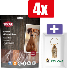 Trixie Premio Meat Bars Kip Eend Lam - 4 x 100 Gr - 4 Stuks - Inclusief PetsHome Goudkleurige Adreskoker