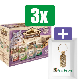 Carnilove Pouch Multipack - 12X85 GR - 3 Stuks - Inclusief PetsHome Goudkleurige Adreskoker