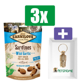 Carnilove Soft Snack Sardines Wilde Knoflook - 200 gr - 3 Stuks - Inclusief PetsHome Goudkleurige Adreskoker