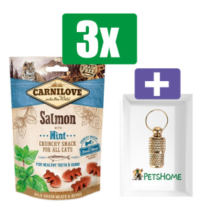 Carnilove Crunchy Snack Zalm Munt - 50 gr - 3 Stuks - Inclusief PetsHome Goudkleurige Adreskoker