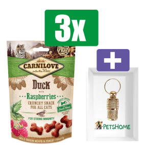 Carnilove Crunchy Snack Eend Framboos - 50 gr - 3 Stuks - Inclusief PetsHome Goudkleurige Adreskoker