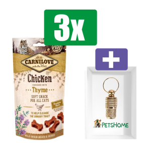 Carnilove Soft Snack Kip Tijm - 50 gr - 3 Stuks - Inclusief PetsHome Goudkleurige Adreskoker