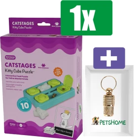 Nina Ottosson Kattenspel Kitty Cube Game - Inclusief PetsHome Goudkleurige Adreskoker