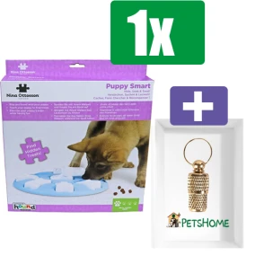 Nina Ottosson Puppyspel Puppy Smart, Blauw - Inclusief PetsHome Goudkleurige Adreskoker