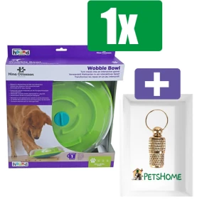 Nina Ottosson Hondenspel Wobble Bowl - Inclusief PetsHome Goudkleurige Adreskoker