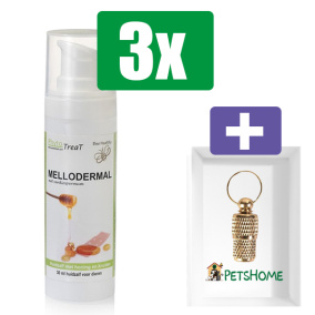 PhytoTreat Mellodermal Indoor Honingzalf - 30ml - 3 Stuks - Inclusief PetsHome Goudkleurige Adreskoker