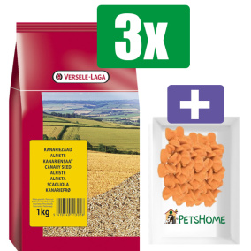 Versele Laga Voedermiddel Kanarie witzaad 1 kg – 3 Zakken – Inclusief 6 stuks PetsHome Fruitkuipjes