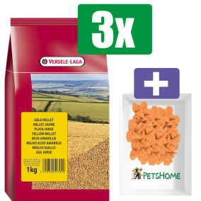 Versele Laga Voedermiddel Geel milletzaad 1 kg – 3 Zakken – Inclusief 6 stuks PetsHome Fruitkuipjes