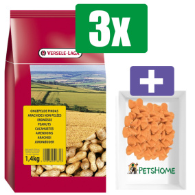 Versele Laga Voedermiddel Ongepelde pinda's 1.4 kg – 3 Zakken – Inclusief 6 stuks PetsHome Fruitkuipjes