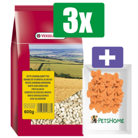 Versele Laga Voedermiddel Witte zonnebloempitten 600 g – 3 Zakken – Inclusief 6 stuks PetsHome Fruitkuipjes