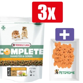 Versele Laga Complete Hamster & Gerbil 500 g – 3 Stuks – Inclusief PetsHome Drops Wortel Snoepjes