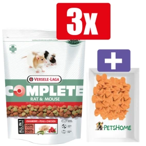 Versele Laga Complete Rat & Mouse 500 g – 3 Stuks – Inclusief PetsHome Drops Wortel Snoepjes