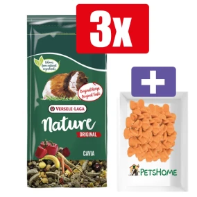 Versele Laga Nature Original Cavia 750 g – 3 Stuks – Inclusief PetsHome Drops Wortel Snoepjes