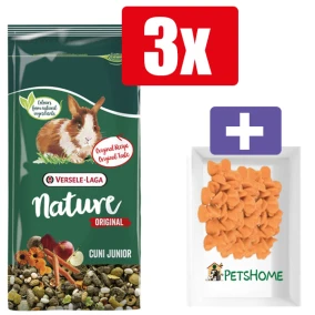 Versele Laga Nature Original Cuni Junior 750 g – 3 Stuks – Inclusief PetsHome Drops Wortel Snoepjes