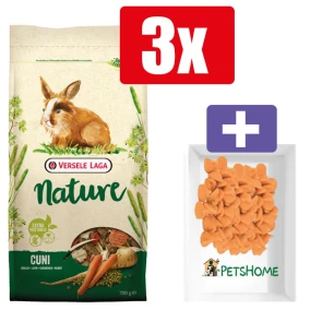 Versele Laga Nature Cuni 700g – 3 Stuks – Inclusief PetsHome Drops Wortel Snoepjes
