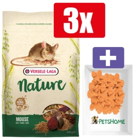 Versele Laga Nature Mouse 400g – 3 Stuks – Inclusief PetsHome Drops Wortel Snoepjes