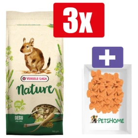 Versele Laga Nature Degu 700g – 3 Stuks – Inclusief PetsHome Drops Wortel Snoepjes