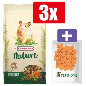 Versele Laga Nature Hamster 700g – 3 Stuks – Inclusief PetsHome Drops Wortel Snoepjes