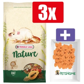 Versele Laga Nature Rat 700g – 3 Stuks – Inclusief PetsHome Drops Wortel Snoepjes