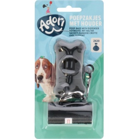 Poepzakjes met houder botje Zwart