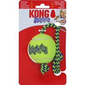 Kong hond Squeakair tennisbal met piep en touw, medium