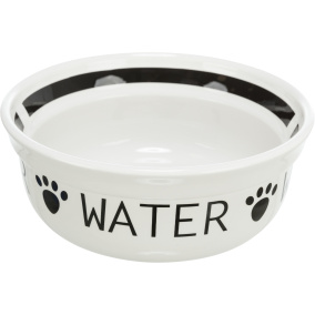Trixie Drinkbak Hond Water Keramiek Wit / Zwart 600 Ml 15 Cm