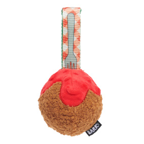 Bark A Squeaky Meat-a-ball Gehaktbal Met
  Vork Pluche Super Chewer - 25,5X15X9 Cm 10-20 Kg