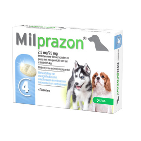 Krka Milprazon Ontwormingstabletten Hond >0,5 Kg 2,5 Mg/25 Mg 4 Tbl