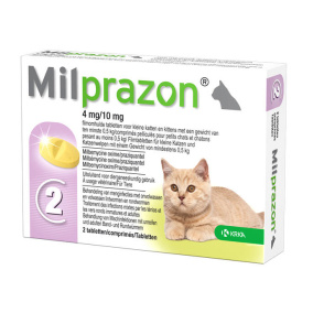 Krka Milprazon Ontwormingstabletten Kat >0,5 Kg 4 Mg/10 Mg 2 Tbl