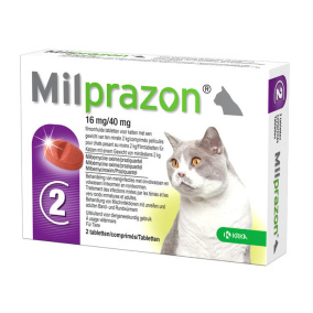 Krka Milprazon Ontwormingstabletten Kat >2 Kg 16 Mg/40 Mg 2 Tbl