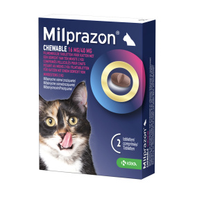 Krka Milprazon Kauwtabletten Ontwormingstabletten Kat >2 Kg 16 Mg/40 Mg 2 Tbl