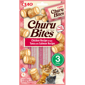 Inaba Churu Bites Cat Chicken Recipe Wraps Tuna With Salmon Recipe 3X10 Gr
