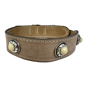 Sazzz Halsband Hond Boho Treasure Stone
  Vintage Leer Beige 32-39X3 Cm
