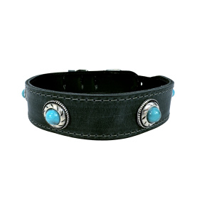 Sazzz Halsband Hond Boho Treasure Stone
  Vintage Leer Antraciet 32-39X3 Cm