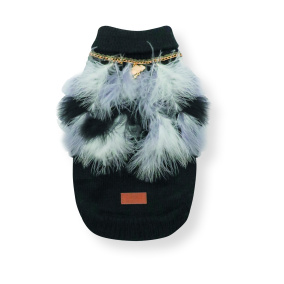 Croci Hondentrui Met Veren Zwart / Wit 30 Cm