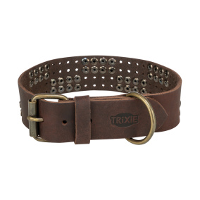 Trixie Halsband Hond Rivet Rustic Vetleer
  Donkerbruin S-m 34-40X3 Cm