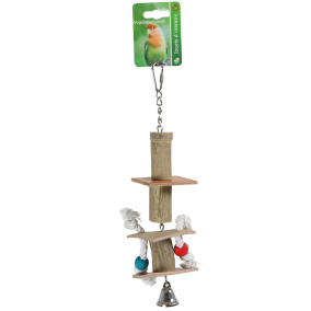 Boon Slinger Hout+ Leder+Touw+Bel 32Cm