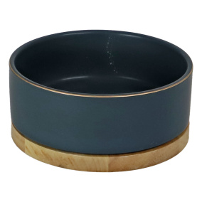 Boon Eetbak Keramiek/Hout Petrol Blauw16Cm