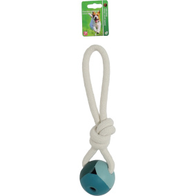 Boon Bal Massief Rubber Blauw 8Cm + Touwlus