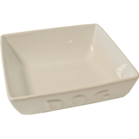 Boon Eetbak Steen Hond Vierkant Dog Wit 22 Cm