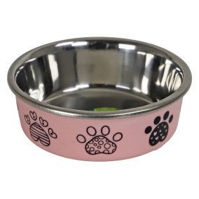 Boon Eetbak Rvs Pawprint 11Cm/290Ml Roze